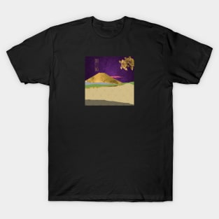 Japanese Gold landscape with mountain T-Shirt